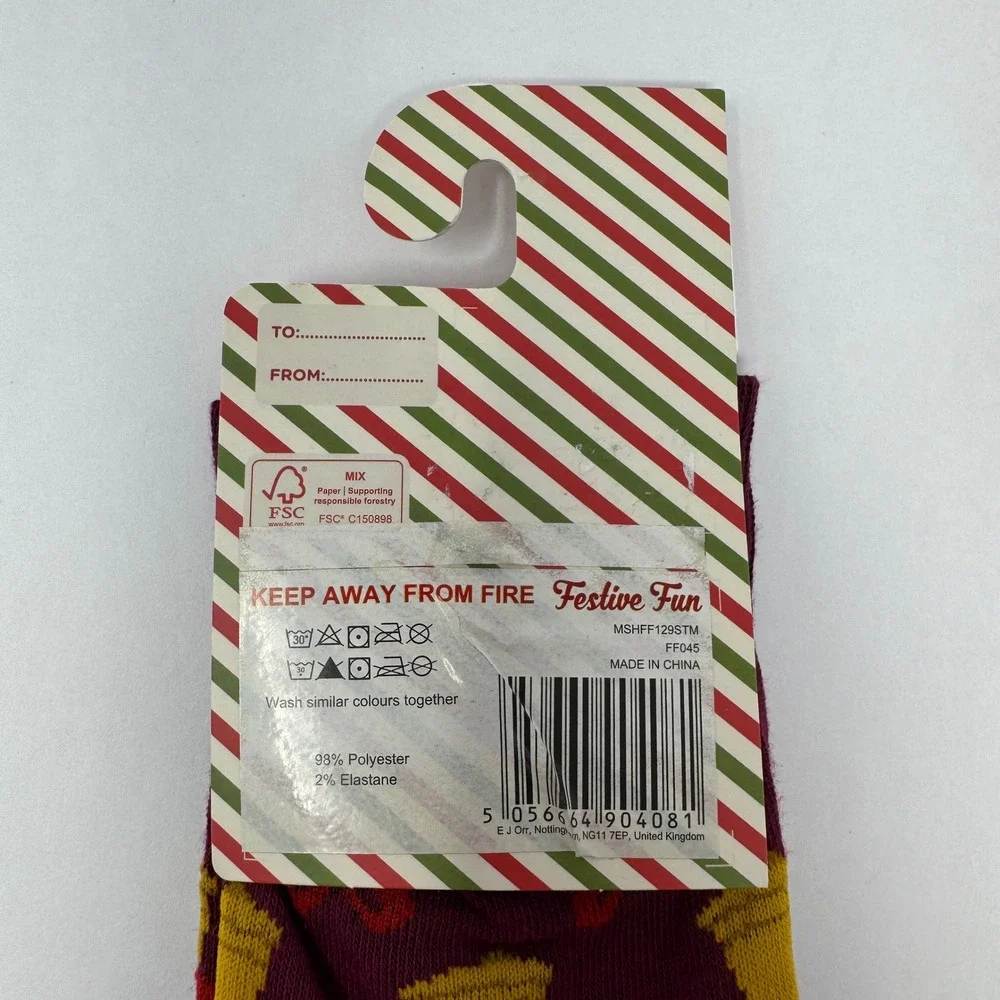 Festive Fun Mens Jingle Juice Novelty Socks Burgundy Christmas Alcohol US 8-12‎